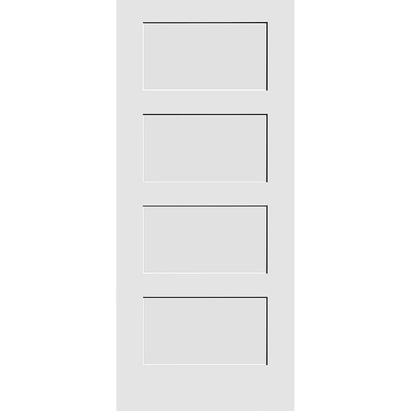 Codel Doors 30" x 80" Primed 4-Panel Equal Panel Interior Shaker Slab Door 2668pri8444